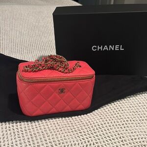 Chanel Bright Pink Vanity Bag with Gold Hardware
